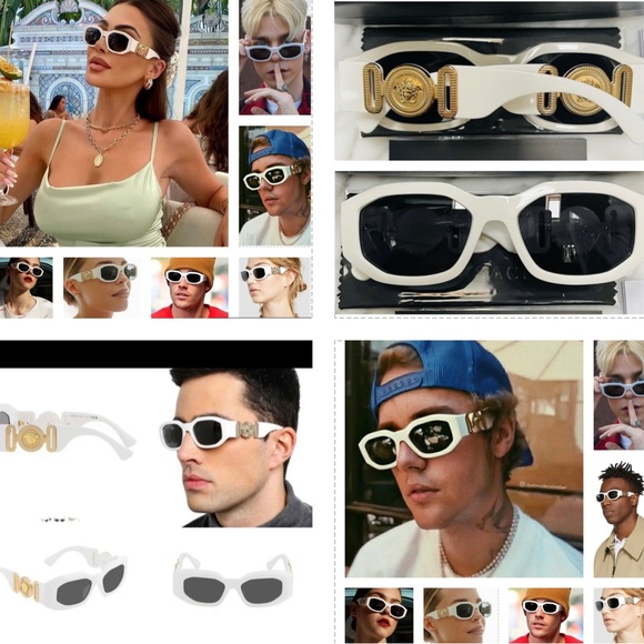 VERSACE UNISEX TOP 8 SPRING/SUMMER COLLECTION, STRIKING WHITE & GOLD SUNGLASSES